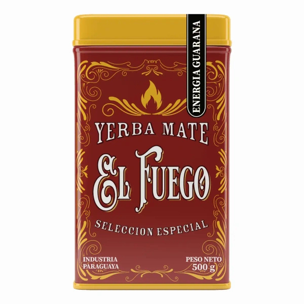 Yerbera – Cutie metalică + El Fuego Energia Guarana 0,5 kg