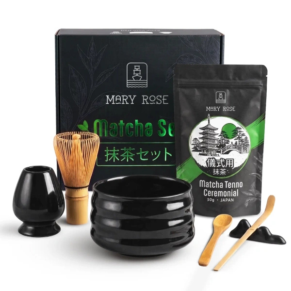 Set cadou: matcha ceremonială japoneză + matchawan + accesorii din bambus