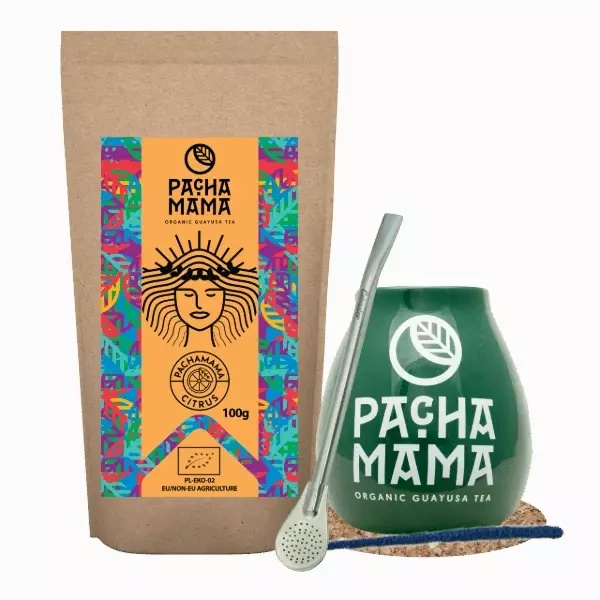 Set de Guayusa Pachamama Citrus 100g + Calabash + Bombilla