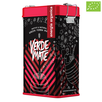 Yerbera – Cutie metalică + Verde Mate Green Energia Organica 0,5 kg