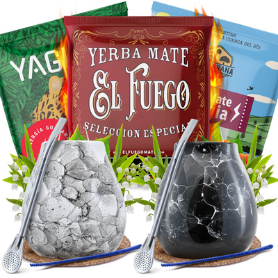 Yerba Mate Energia Set pentru DOUĂ Calabash Bombilla