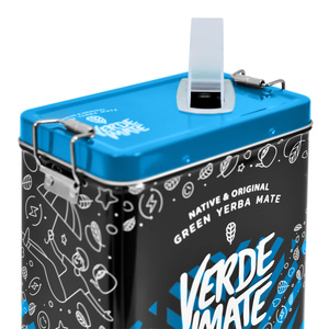 Yerbera – Cutie metalică + Verde Mate Green Más IQ 0,5 kg