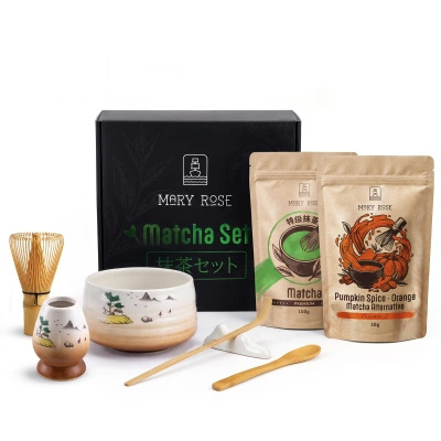 Set cadou pentru Matcha Latte colorat: Matcha + Orange Matcha + accesorii