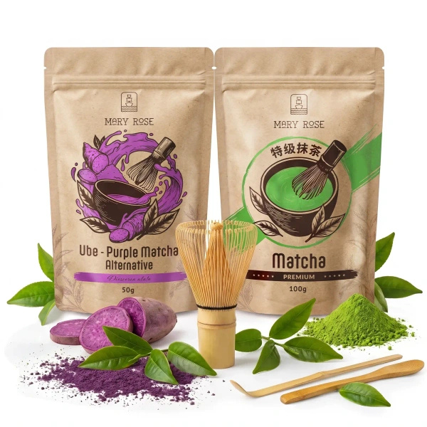 Set pentru Matcha Latte colorat: Matcha + Purple Matcha + accesorii