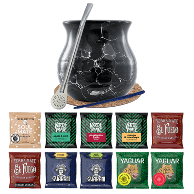 Set Yerba Mate 10x50g Calabash Bombilla 500g
