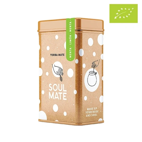 Yerbera – Cutie metalică + Soul Mate Orgánica Menta Limon 0,5 kg