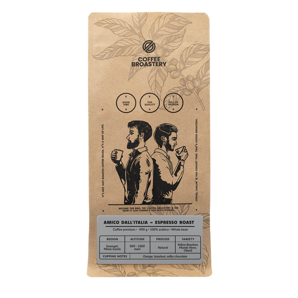 Bro Coffee Roastery - Cafea boabe întreagă Amico dall'Italia Espresso Roast 400g