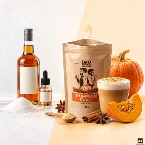 Set pentru Pumpkin Spice Latte: cafea Bro Coffee Roastery Brazil Samba 1kg + Pumpkin Spice Latte Mix 100g