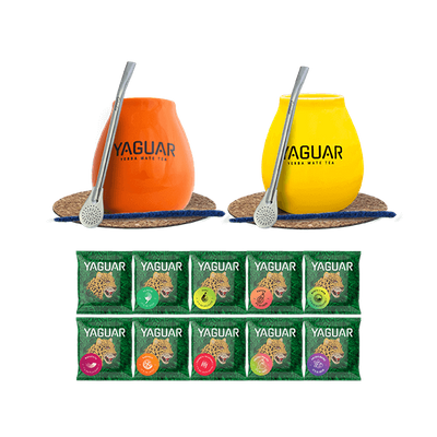 Set 500g Yerba Mate Yaguar 10x50g + Mate Gourd