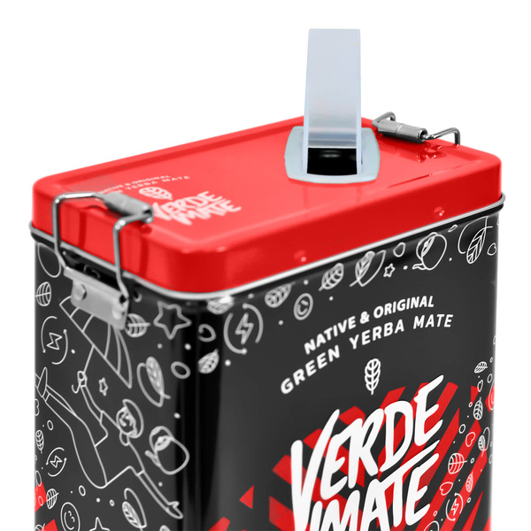 Yerbera – Cutie metalică + Verde Mate Green Energia Organica 0,5 kg