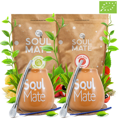 Set de Yerba Mate pentru Doi: Soul Mate 2x500g + 2x Calabash + 2x Bombilla