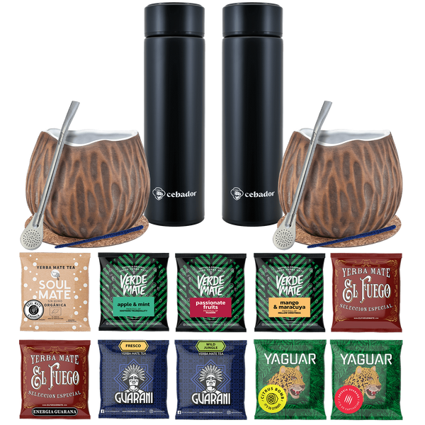 Yerba Mate Thermos Bombilla Set pentru două persoane 500g