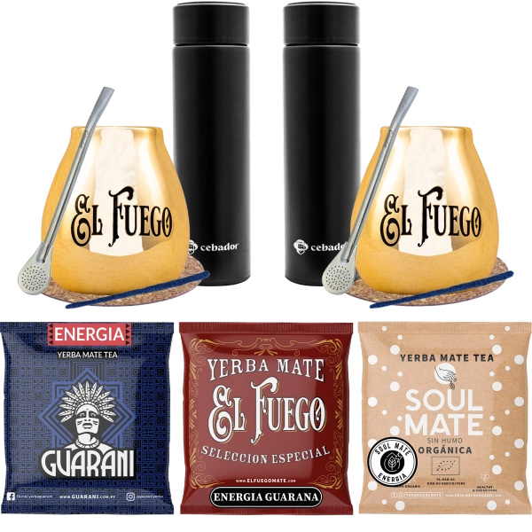 Set de yerba Mate pentru cupluri PREMIUM calabash Thermos