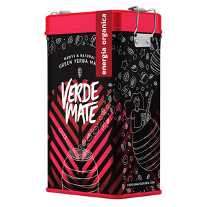 Yerbera – Cutie metalică + Verde Mate Green Energia Organica 0,5 kg