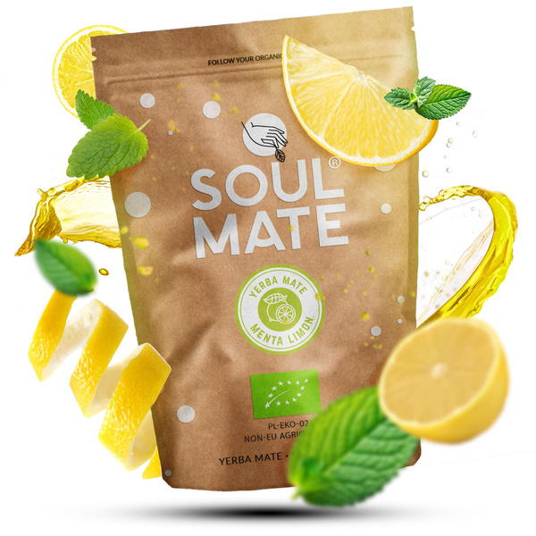 Kit de Yerba Mate Soul Mate Organica Menta Limon 500g 0,5kg Calabash + Bombilla