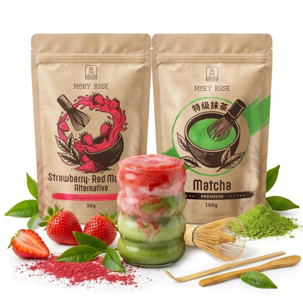 Set pentru Matcha Latte colorat: Matcha + Red Matcha + accesorii