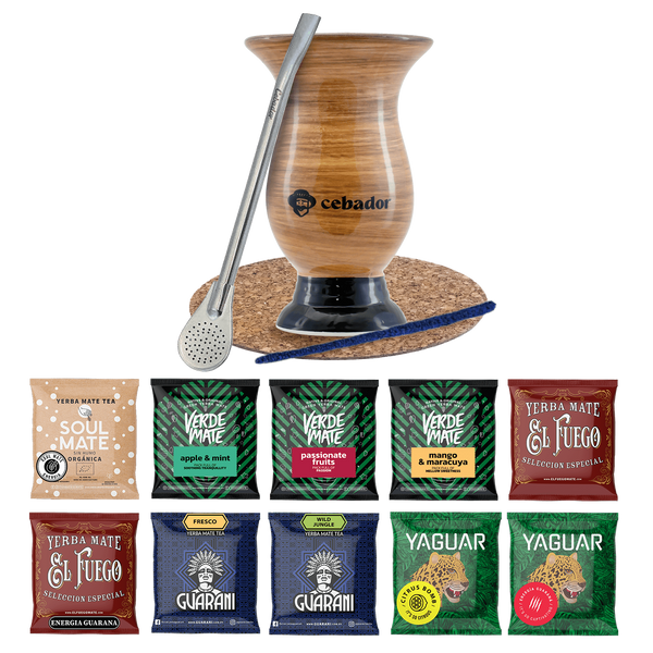 Set Yerba Mate 10x50g Calabash Bombilla 500g