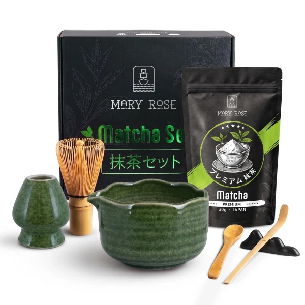 Set cadou: matcha japoneză premium + matchawan + accesorii din bambus