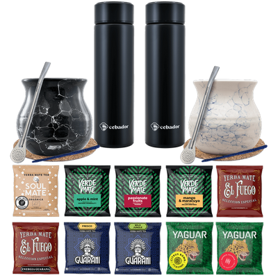 Yerba Mate Thermos Bombilla Set pentru două persoane 500g