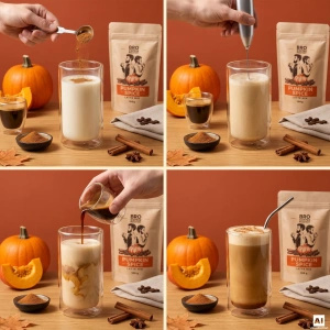 Set pentru Pumpkin Spice Latte: cafea Bro Coffee Roastery Brazil Samba 1kg + Pumpkin Spice Latte Mix 100g