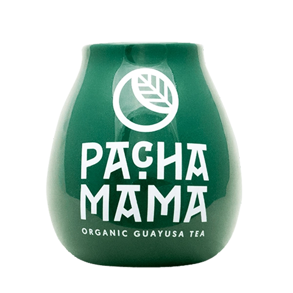 Cană verde din ceramică pentru mate cu logo Pachamama 350 ml