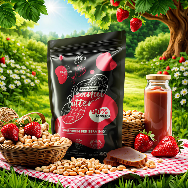 Nustino - Unt de arahide pudră - Strawberry 400g