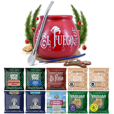 Yerba Mate set de iarnă 10x50g calabash + bombilla