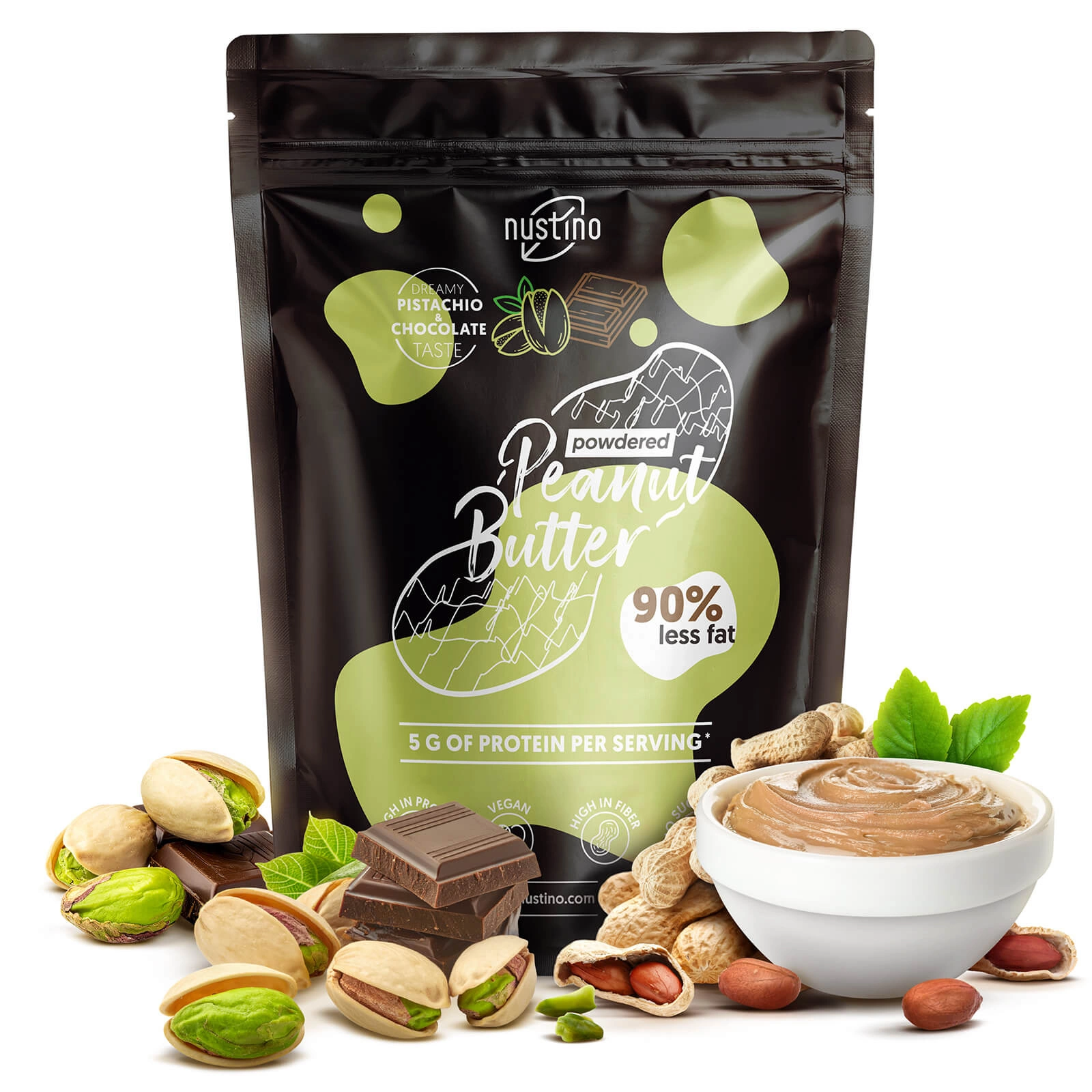 Nustino Pistachio & Chocolate peanut butter powder