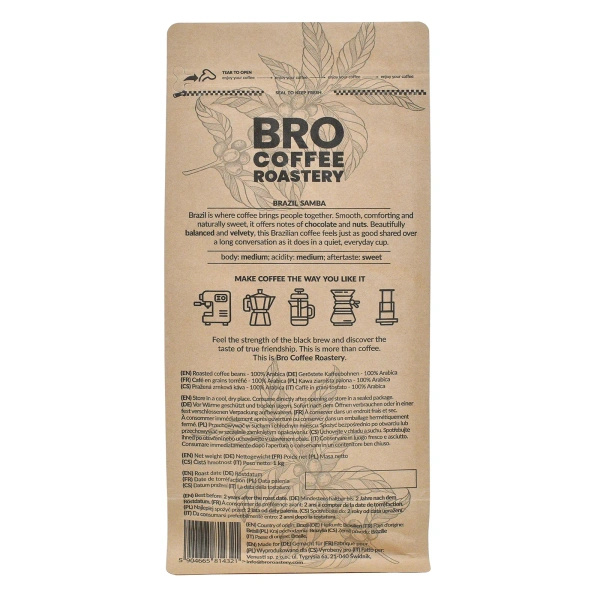 Bro Coffee Roastery – Cafea boabe întreagă Brazil Samba Premium 1kg