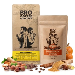 Set pentru Pumpkin Spice Latte: cafea Bro Coffee Roastery Brazil Cerrado 1kg + Pumpkin Spice Latte Mix 100g