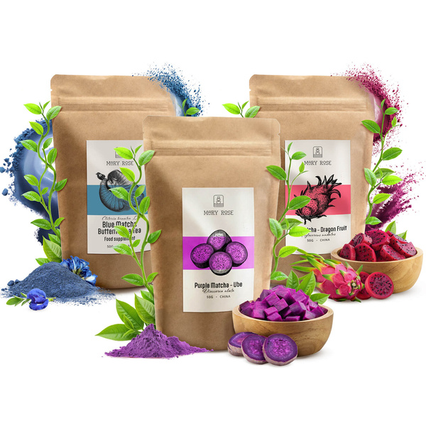 Set de matcha colorate: Blue Matcha + Pink Matcha + Purple Matcha