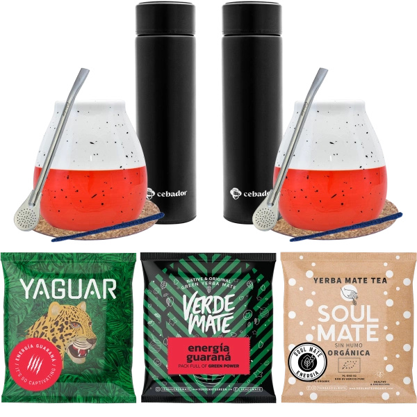 Kit de pornire Yerba Mate pentru cupluri termos 3x50g