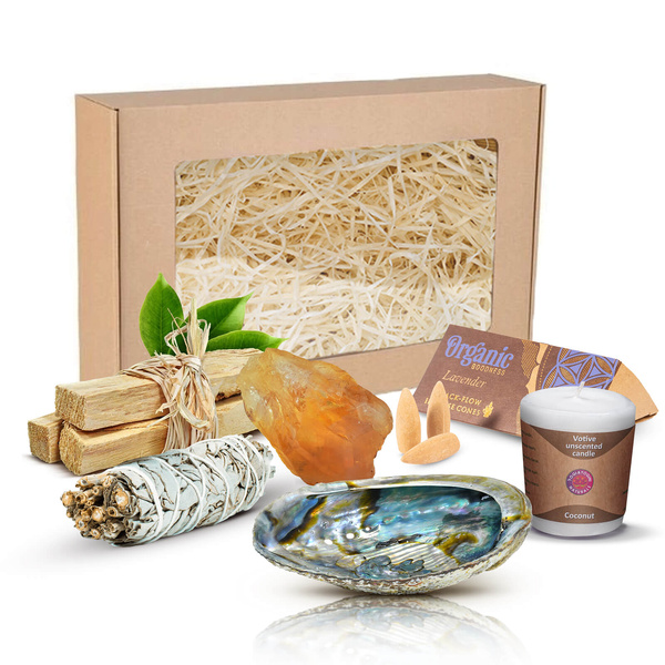 Set cadou pentru ritualuri și atracție: tămâie + citrin + lumânare