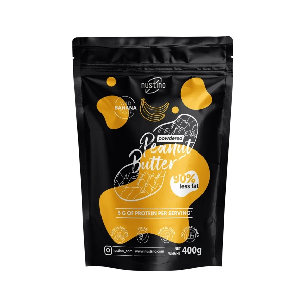 Nustino – Unt de arahide pudră – Banana (fără zahăr adăugat) 400 g
