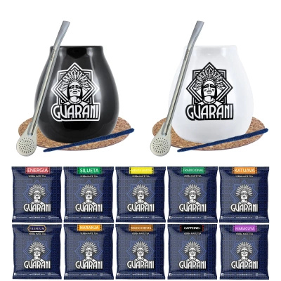 Set de Yerba Mate 10 x 50g: 2x Calabash + 2x Bombilla
