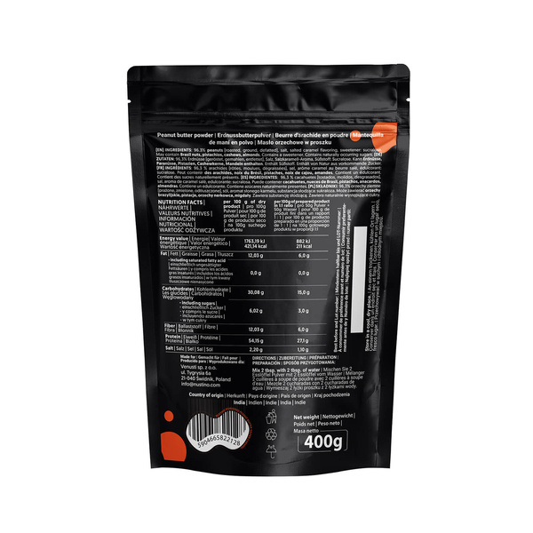 Nustino – Unt de arahide pudră – Salted Caramel (fără zahăr adăugat) 400 g