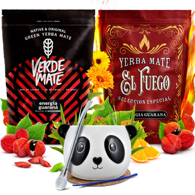 Yerba Mate kitul Verde Mate El Fuego Energia 2x500g + accesorii