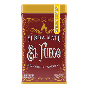 Yerbera – Cutie metalică + El Fuego Menta Limon 0,5 kg