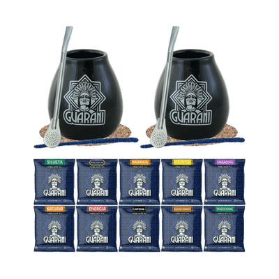 Set de Yerba Mate 10 x 50g: 2x Calabash + 2x Bombilla