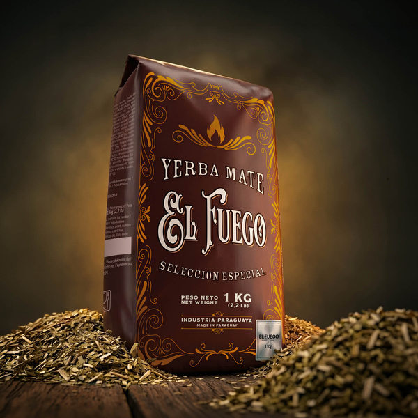 Set de Yerba Mate: El Fuego Elaborada 1kg + Calabash + Bombilla
