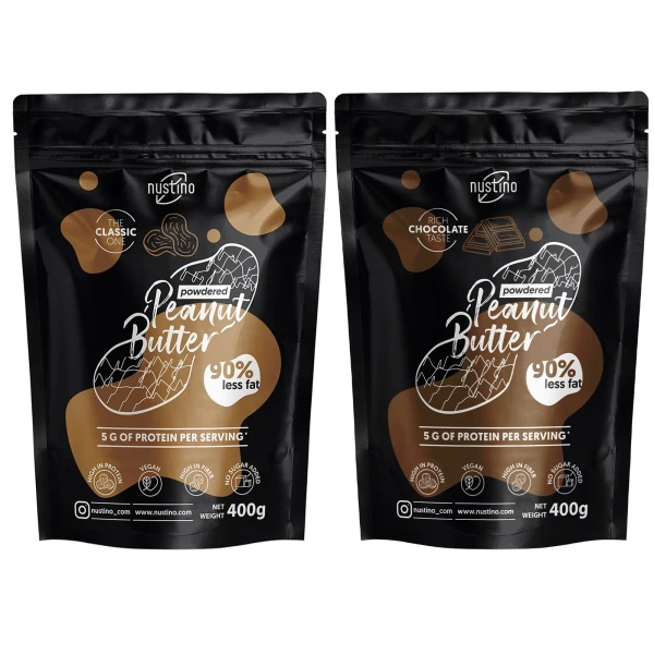 Set unt de arahide pudră Nustino: Classic + Chocolate 2x400g