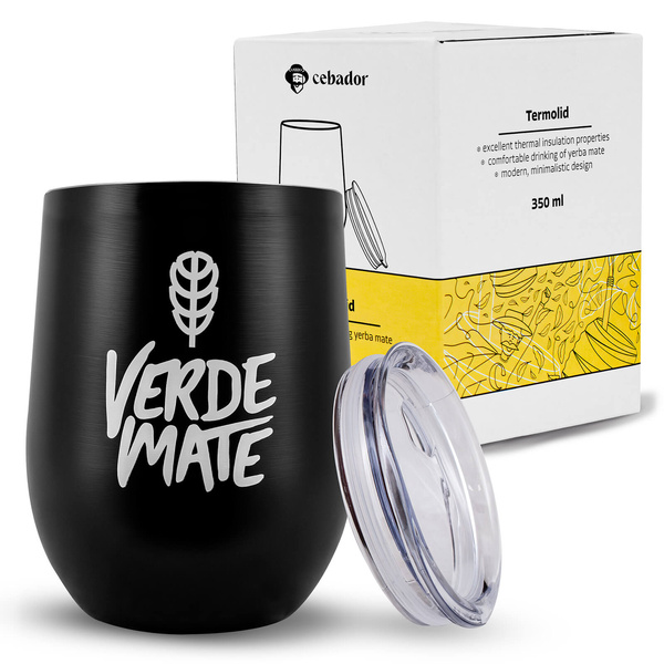 TermoLid – cană termică pentru yerba mate cu capac – Verde Mate (negru) – 350 ml