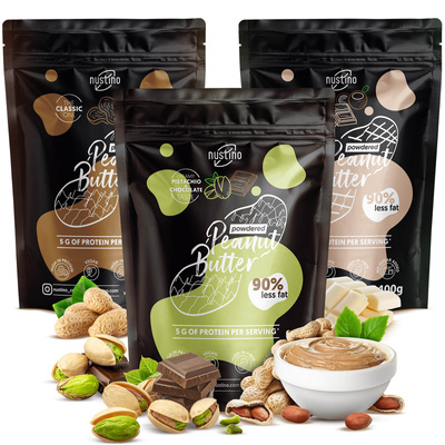 Set unt de arahide pudră Nustino: diverse arome 3x400g