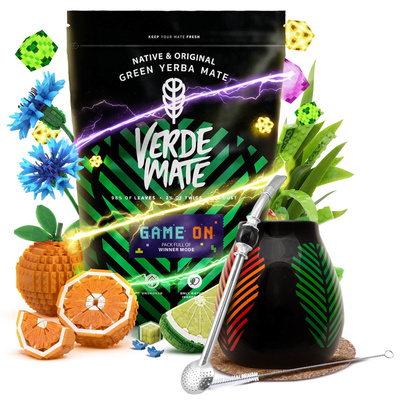 Set de Yerba Mate Verde Mate Game On 400g 0,4kg Calabash + Bombilla