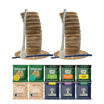 Set de Yerba Mate 10 x 50g 2x Guampa + 2x Bombilla