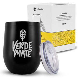 TermoLid – cană termică pentru yerba mate cu capac – Verde Mate (negru) – 350 ml