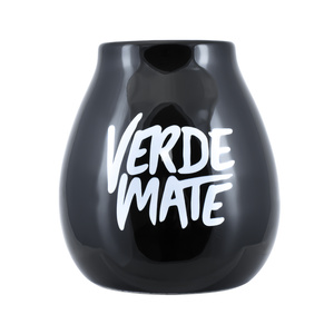 Cană din ceramică pentru mate cu logo Verde Mate (neagră) 350 ml