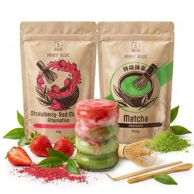 Set pentru Matcha Latte colorat: Matcha + Red Matcha + accesorii
