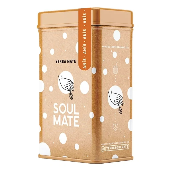 Yerbera – Cutie metalică + Soul Mate Orgánica Anís 0,5 kg
