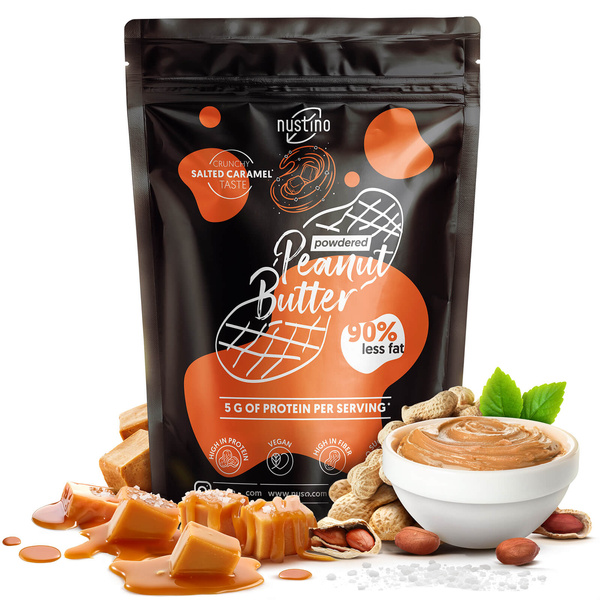 Set unt de arahide pudră Nustino: Raspberry + Salted Caramel + Matcha 3x400g